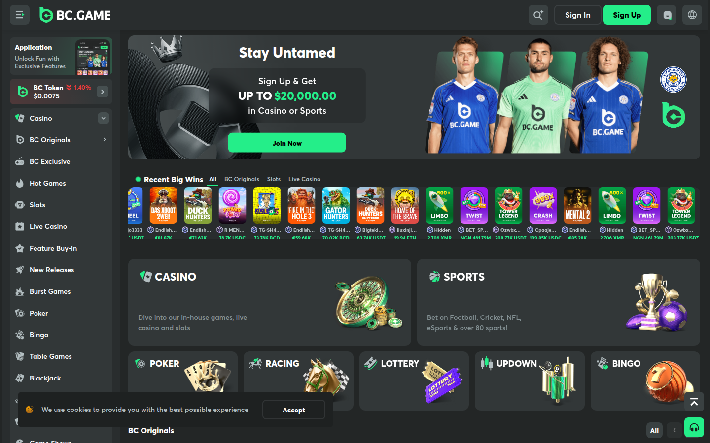 BC.Game Casino Screenshot