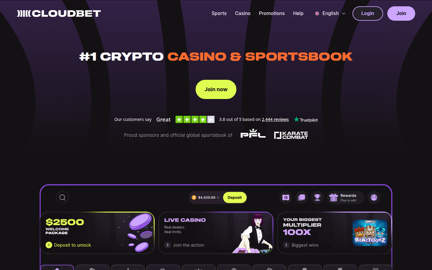 Cloudbet Casino Screenshot