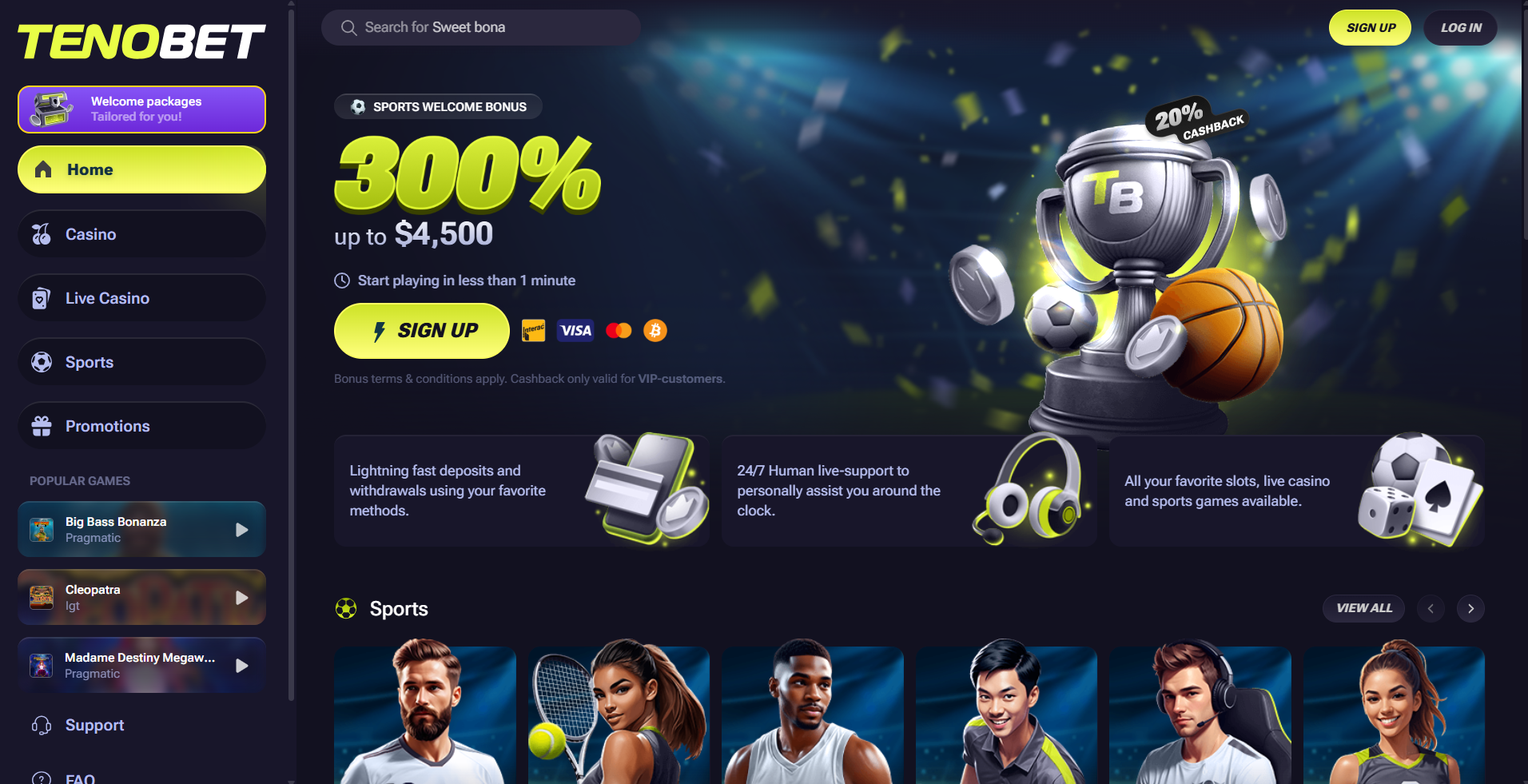 Tenobet Screenshot