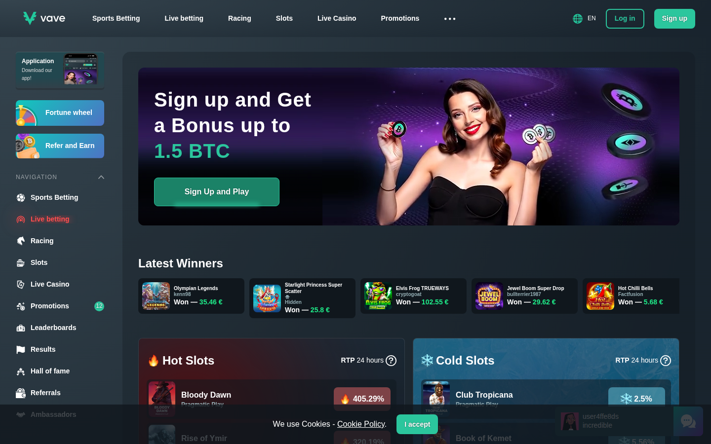 Vave Casino Screenshot